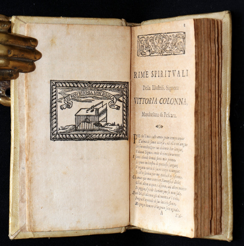 1693 Scarce Italian Poetry Book - Rime Spirituali by Vittoria Colonna, Naples