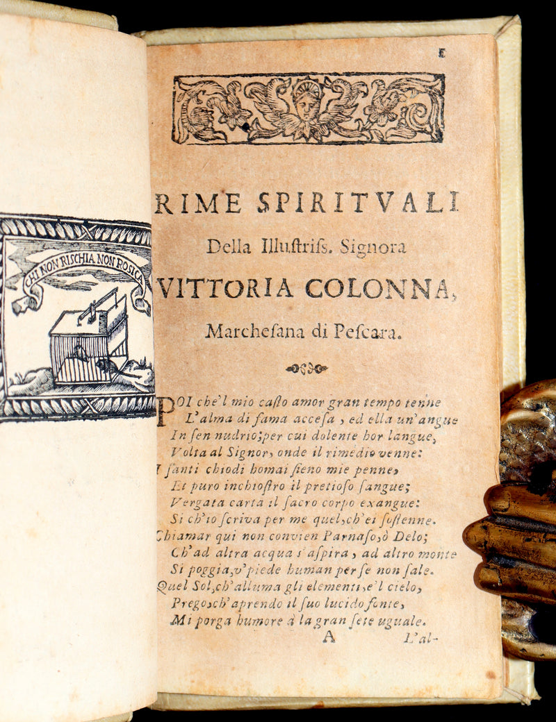 1693 Scarce Italian Poetry Book - Rime Spirituali by Vittoria Colonna, Naples