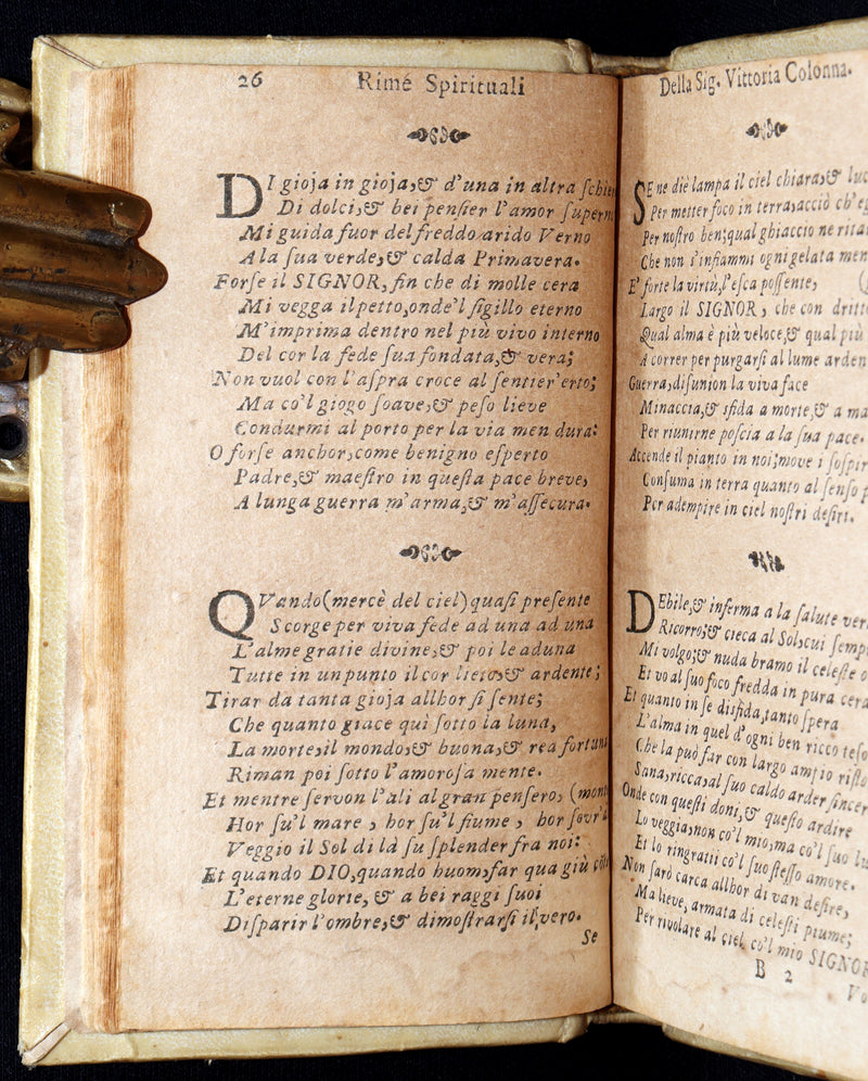 1693 Scarce Italian Poetry Book - Rime Spirituali by Vittoria Colonna, Naples