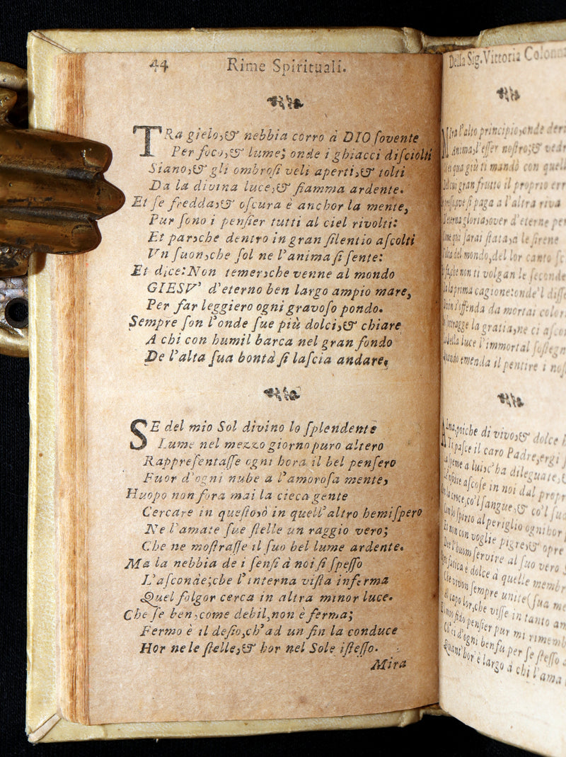 1693 Scarce Italian Poetry Book - Rime Spirituali by Vittoria Colonna, Naples