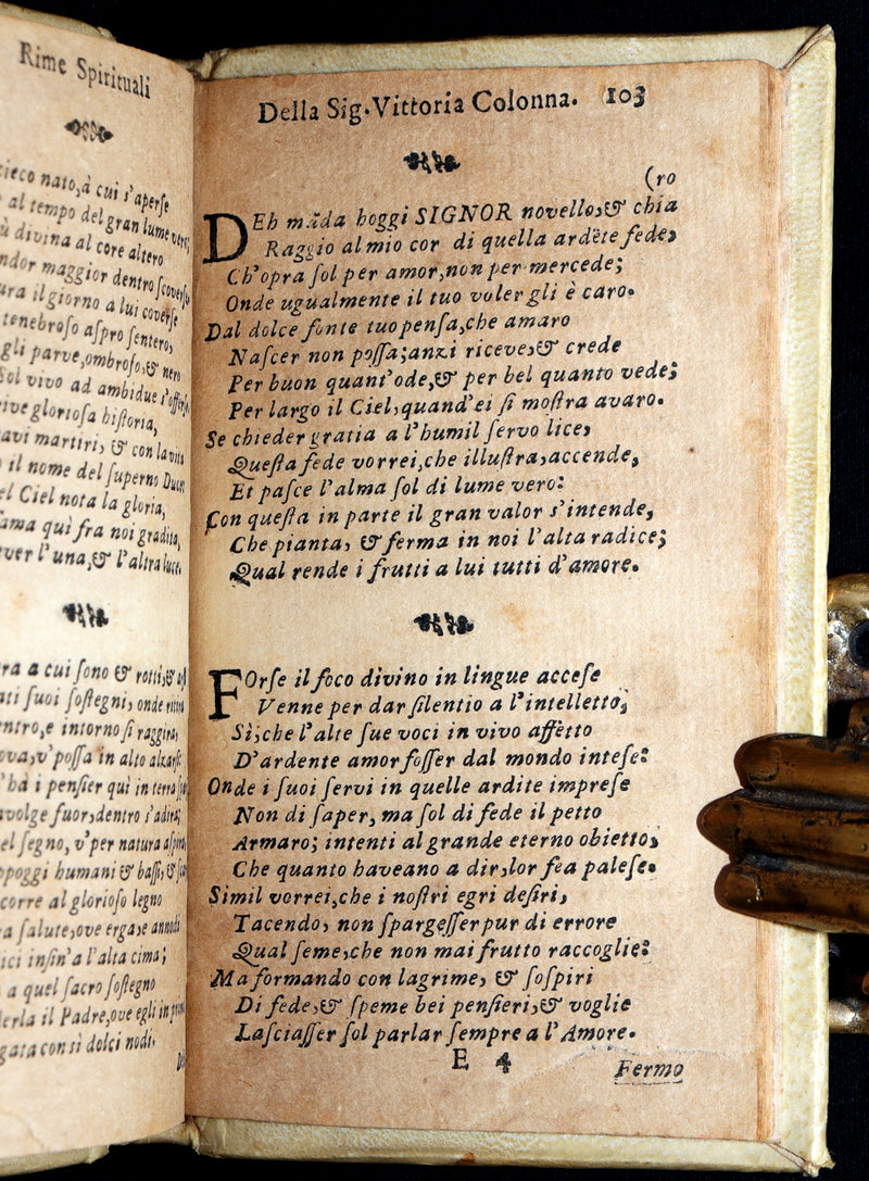 1693 Scarce Italian Poetry Book - Rime Spirituali by Vittoria Colonna, Naples