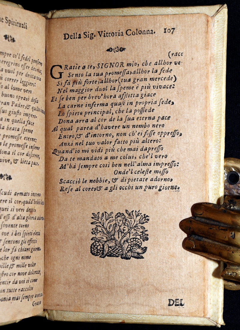 1693 Scarce Italian Poetry Book - Rime Spirituali by Vittoria Colonna, Naples
