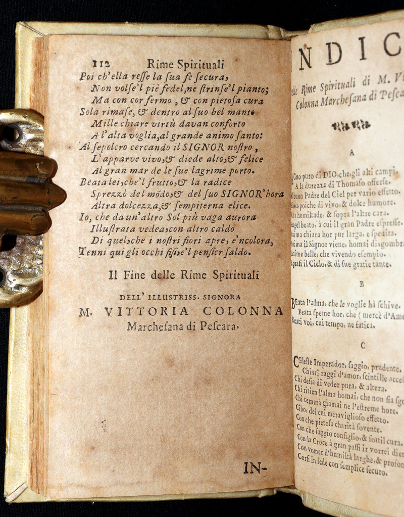 1693 Scarce Italian Poetry Book - Rime Spirituali by Vittoria Colonna, Naples