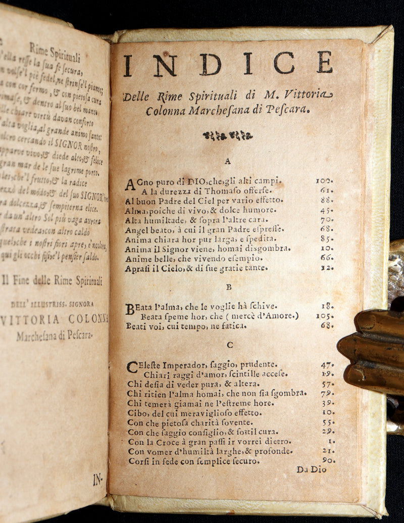 1693 Scarce Italian Poetry Book - Rime Spirituali by Vittoria Colonna, Naples