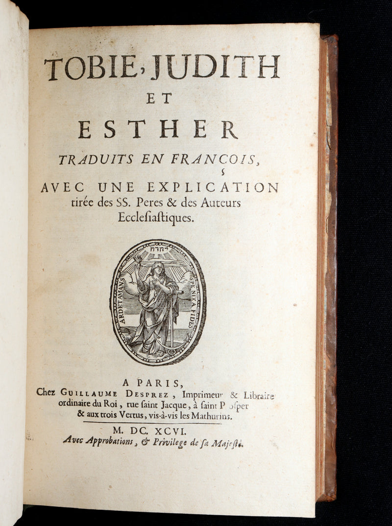 1696 Rare Latin French Book - Tobie, Judith and Esther from the Old Testament