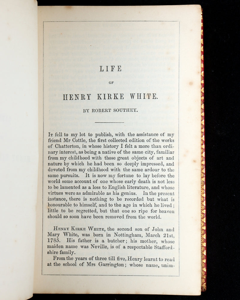 1860 Rare Book - Henry Kirke White Poems and Melancholy Hours, Illustrated