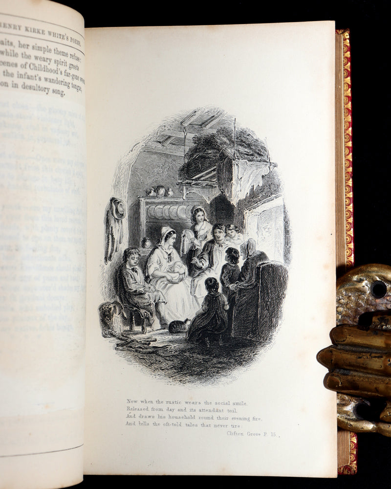 1860 Rare Book - Henry Kirke White Poems and Melancholy Hours, Illustrated