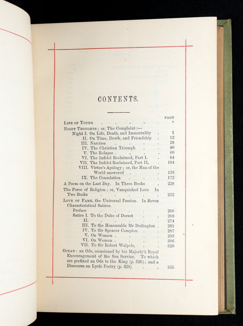 1870 Rare Book - Night Thoughts and The Poetical Works of Edward Young