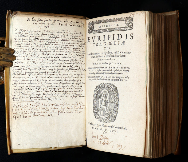 1597 Rare Greek Latin Vellum Book - The Tragedies of Euripides