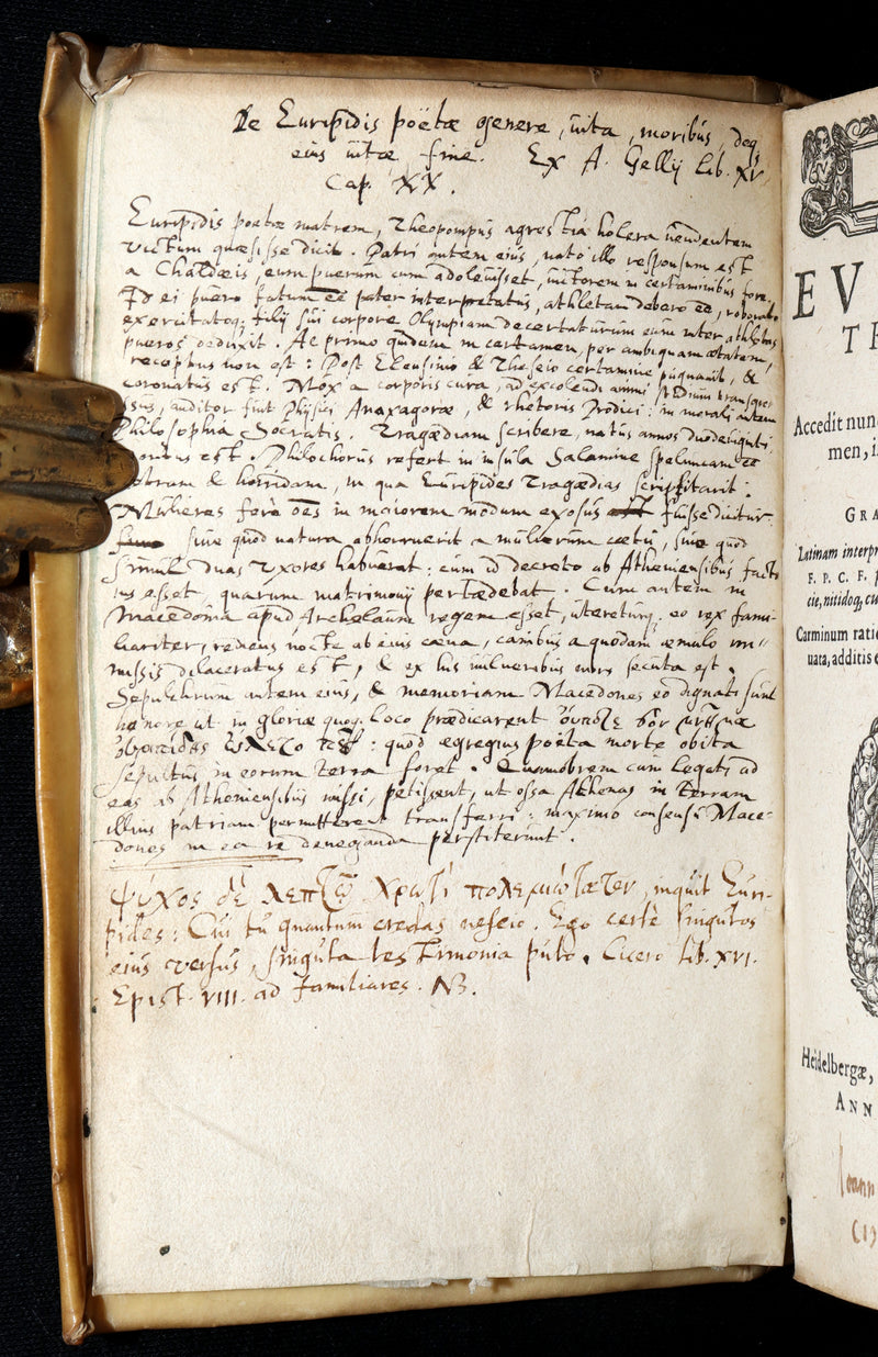 1597 Rare Greek Latin Vellum Book - The Tragedies of Euripides