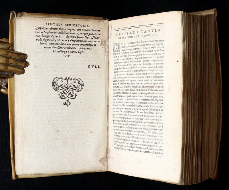 1597 Rare Greek Latin Vellum Book - The Tragedies of Euripides