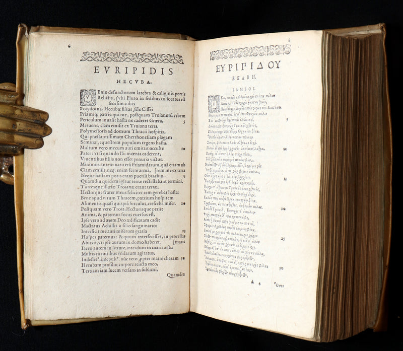 1597 Rare Greek Latin Vellum Book - The Tragedies of Euripides