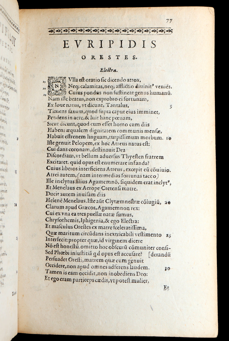 1597 Rare Greek Latin Vellum Book - The Tragedies of Euripides