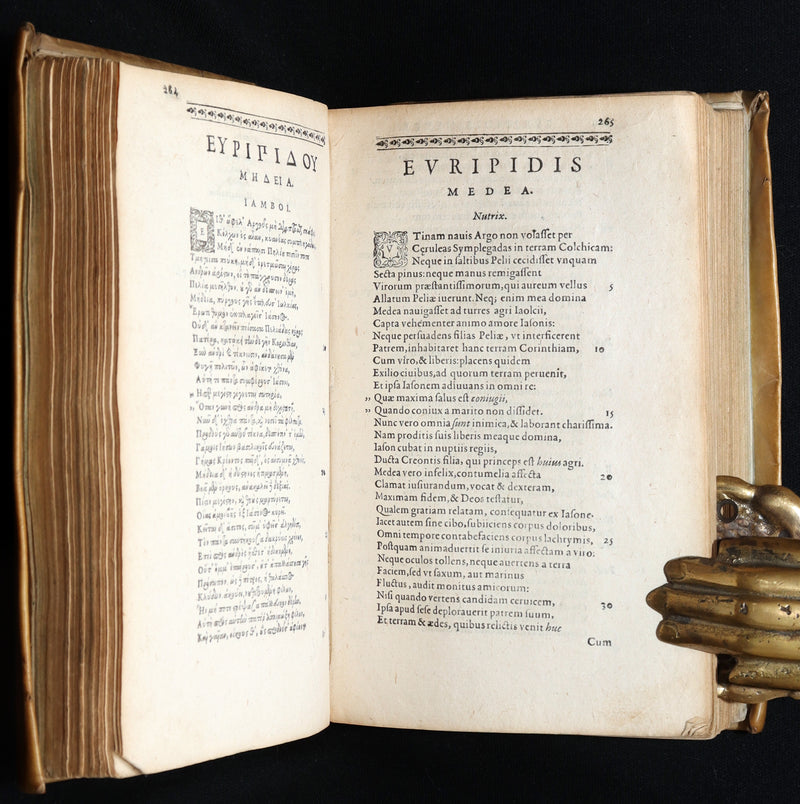 1597 Rare Greek Latin Vellum Book - The Tragedies of Euripides