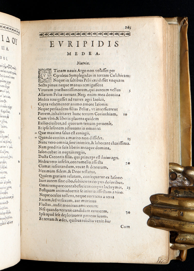 1597 Rare Greek Latin Vellum Book - The Tragedies of Euripides