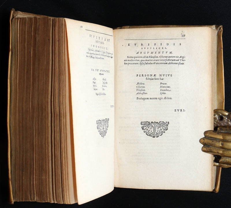 1597 Rare Greek Latin Vellum Book - The Tragedies of Euripides
