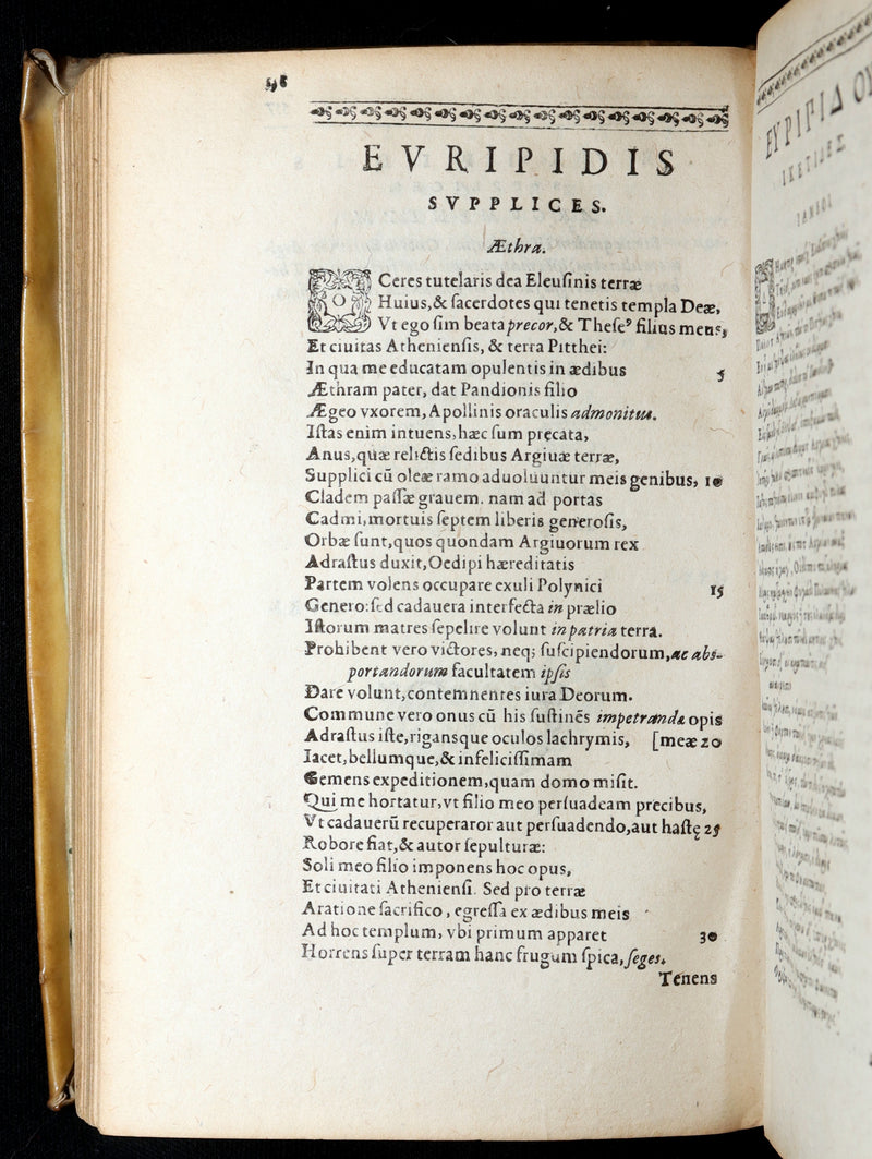 1597 Rare Greek Latin Vellum Book - The Tragedies of Euripides