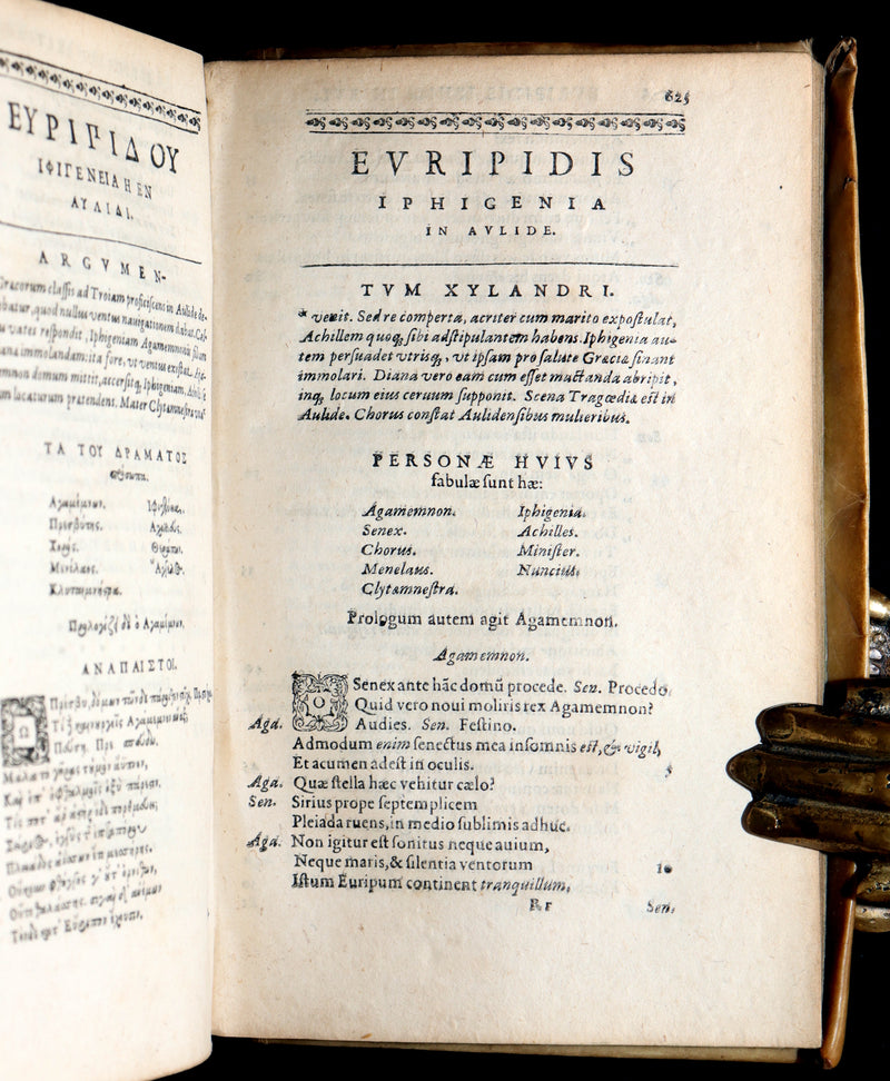 1597 Rare Greek Latin Vellum Book - The Tragedies of Euripides