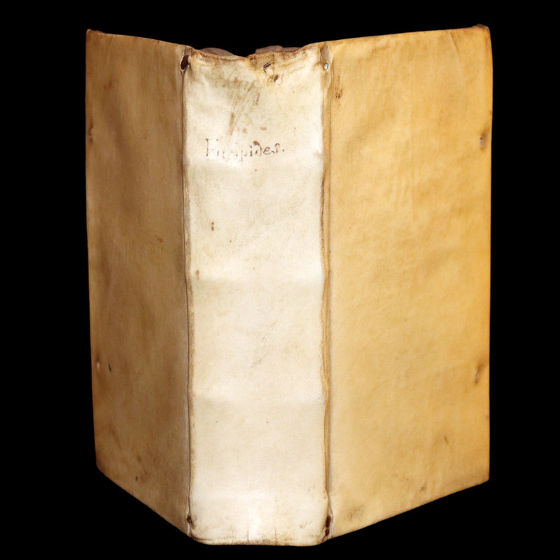 1597 Rare Greek Latin Vellum Book - The Tragedies of Euripides