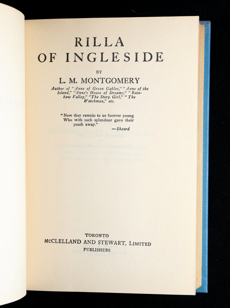 1936 Rare Book - Rilla of Ingleside by Lucy Maud Montgomery