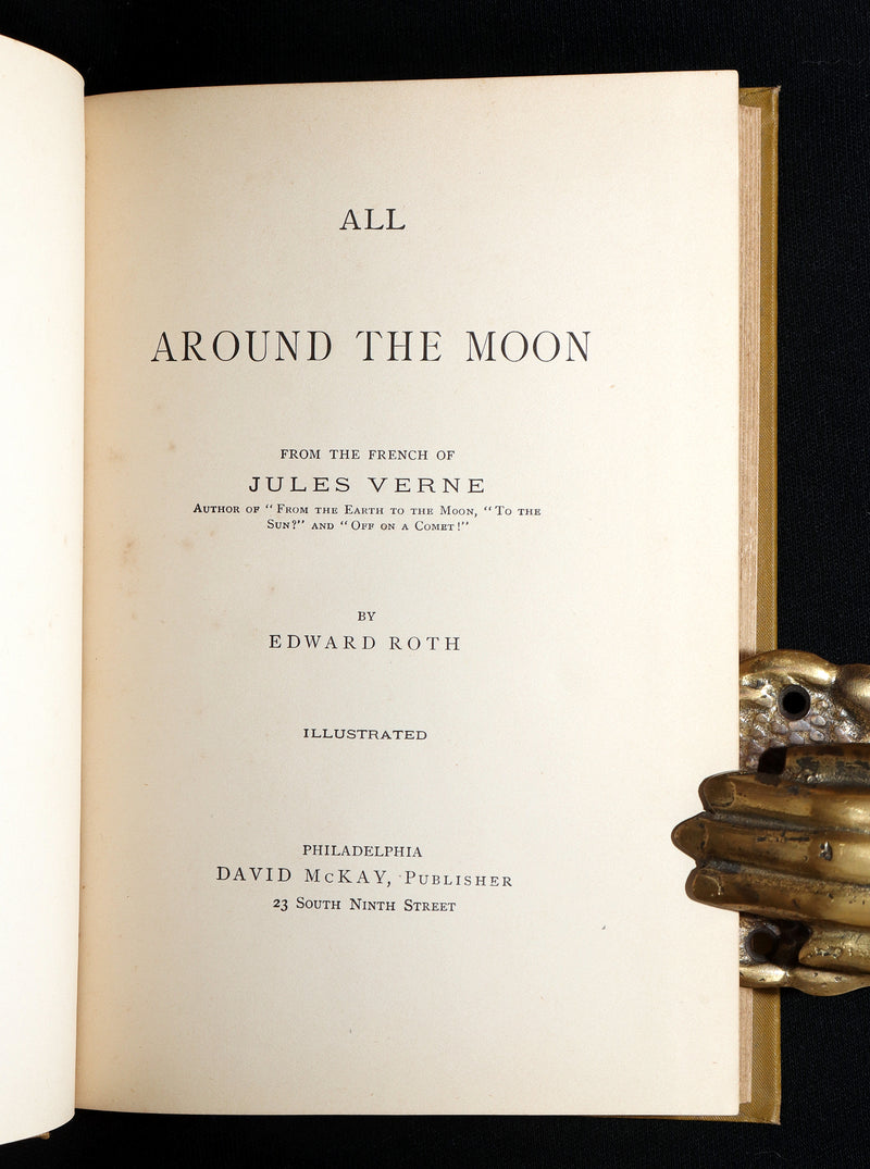 1890 Rare Book - All Around the Moon by Jules Verne, Illustrated