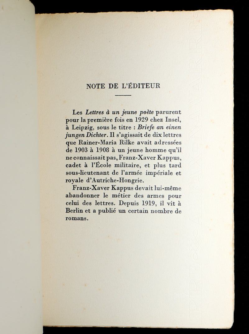 1937 Rare French First Edition - Lettres à un Jeune Poète by Rainer Maria Rilke