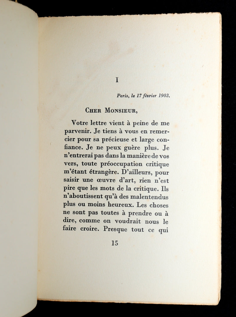 1937 Rare French First Edition - Lettres à un Jeune Poète by Rainer Maria Rilke