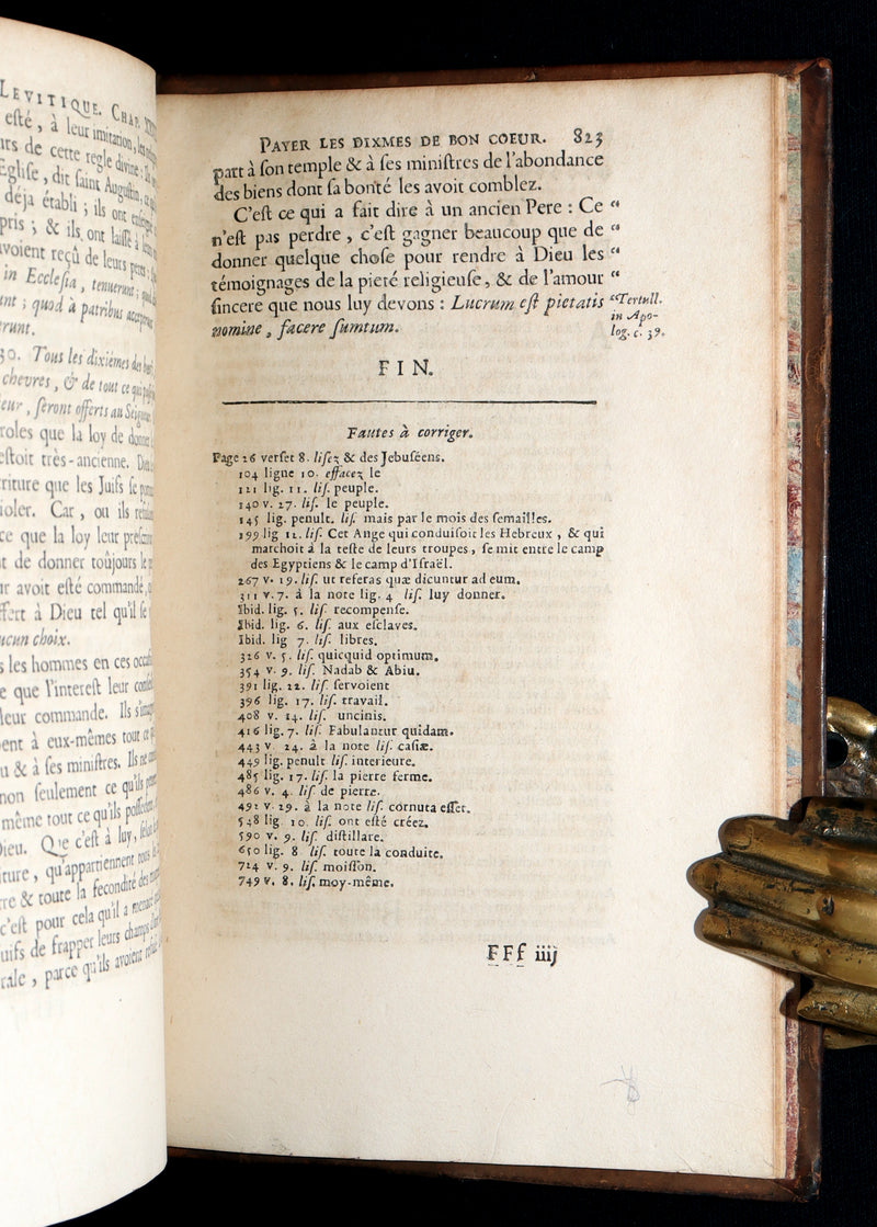 1699 Rare French Latin Bible - L’Exode et Le Lévitique, Exodus and Leviticus