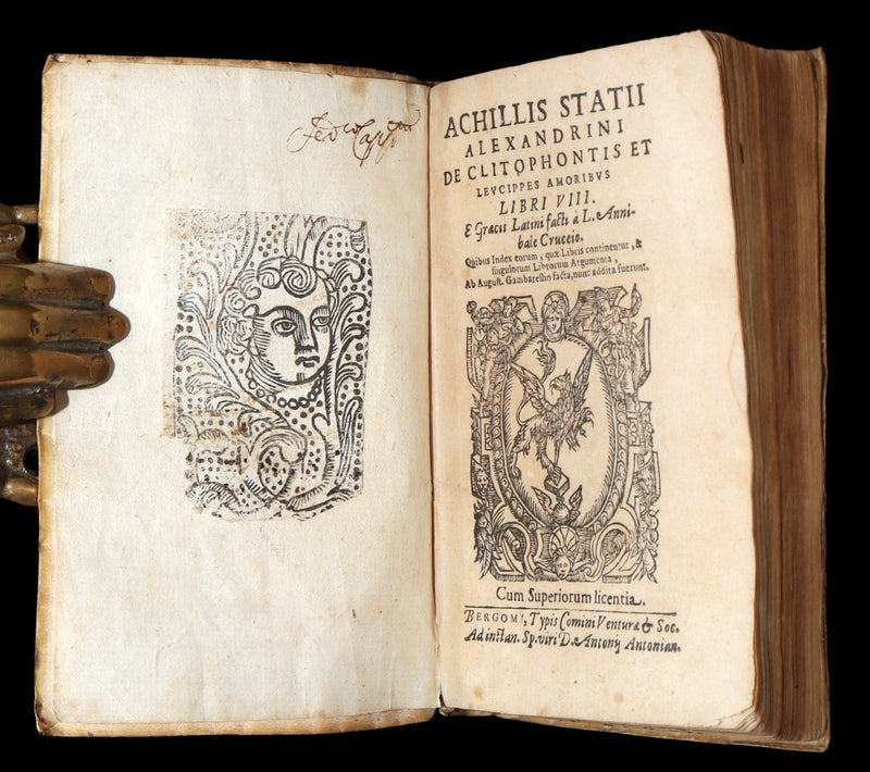 1587 Scarce Latin Vellum Book - Achilles Tatius’ Clitophon and Leucippe