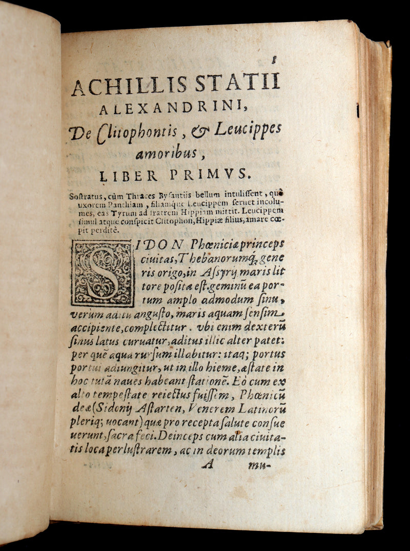 1587 Scarce Latin Vellum Book - Achilles Tatius’ Clitophon and Leucippe