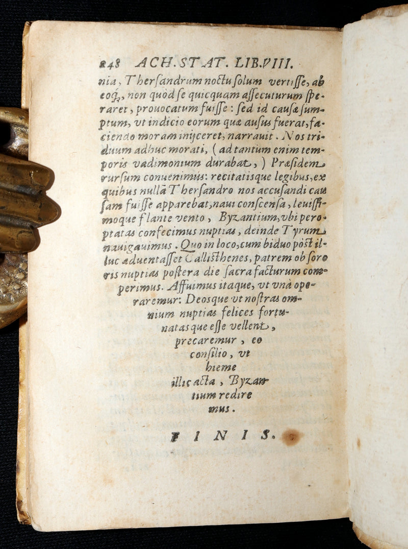 1587 Scarce Latin Vellum Book - Achilles Tatius’ Clitophon and Leucippe