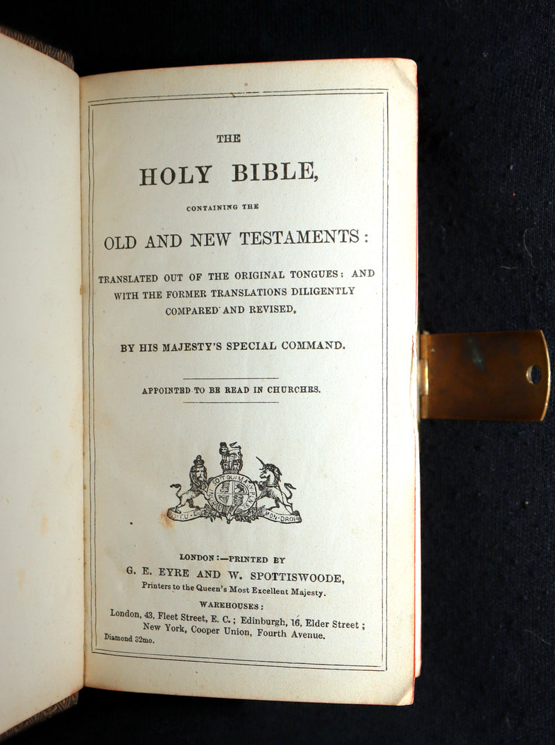 1880 Rare Book with Clasp - The Holy Bible Containing the Old and New Testaments