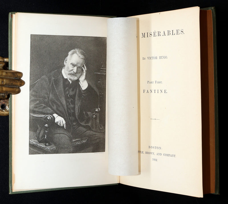 1892 Rare Book Set - Les Miserables by Victor Hugo Complete in Five Volumes