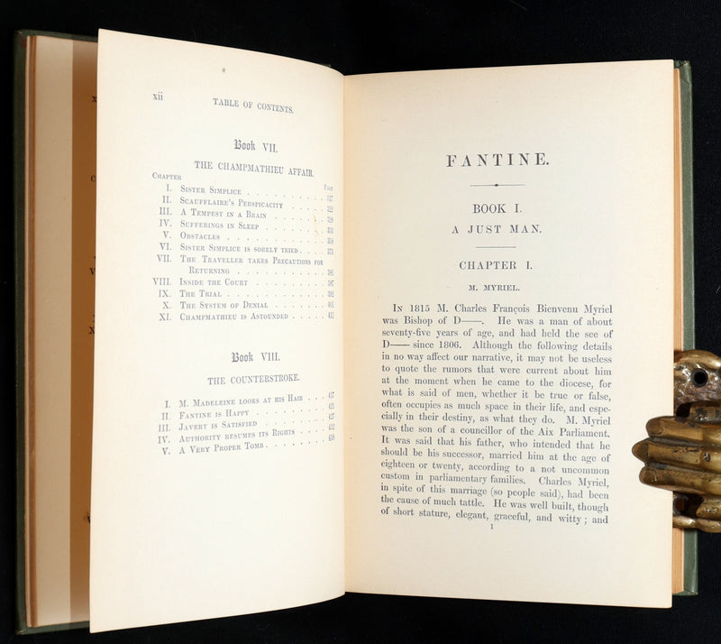 1892 Rare Book Set - Les Miserables by Victor Hugo Complete in Five Volumes