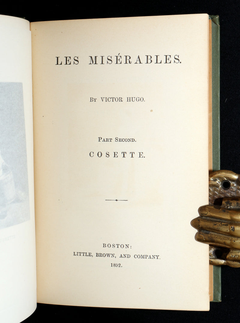 1892 Rare Book Set - Les Miserables by Victor Hugo Complete in Five Volumes