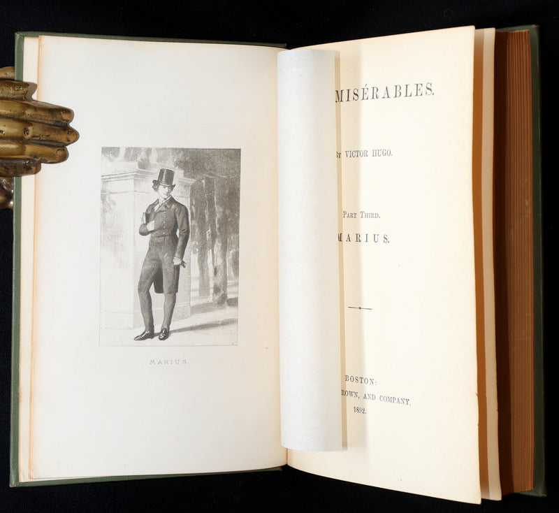 1892 Rare Book Set - Les Miserables by Victor Hugo Complete in Five Volumes