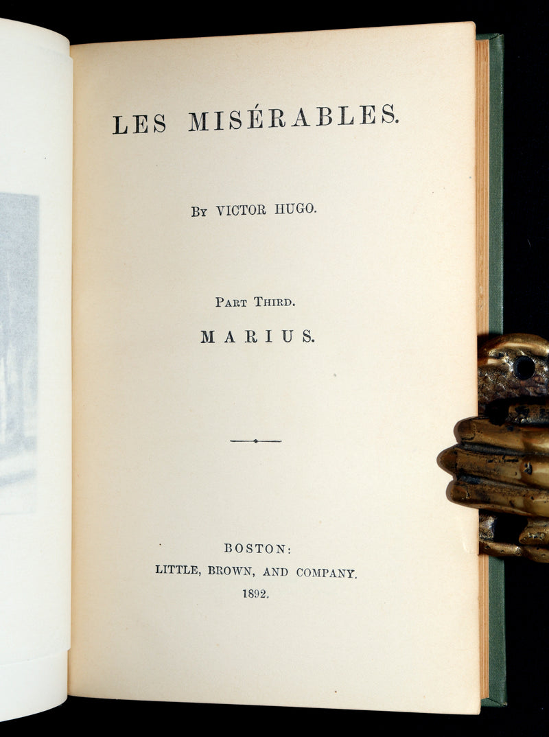 1892 Rare Book Set - Les Miserables by Victor Hugo Complete in Five Volumes