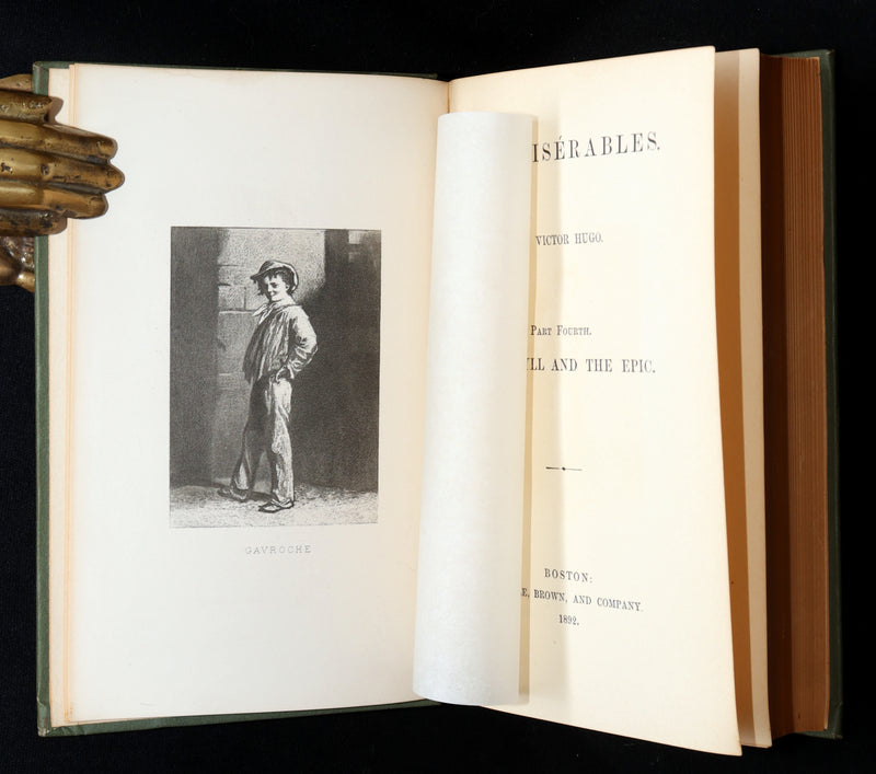 1892 Rare Book Set - Les Miserables by Victor Hugo Complete in Five Volumes
