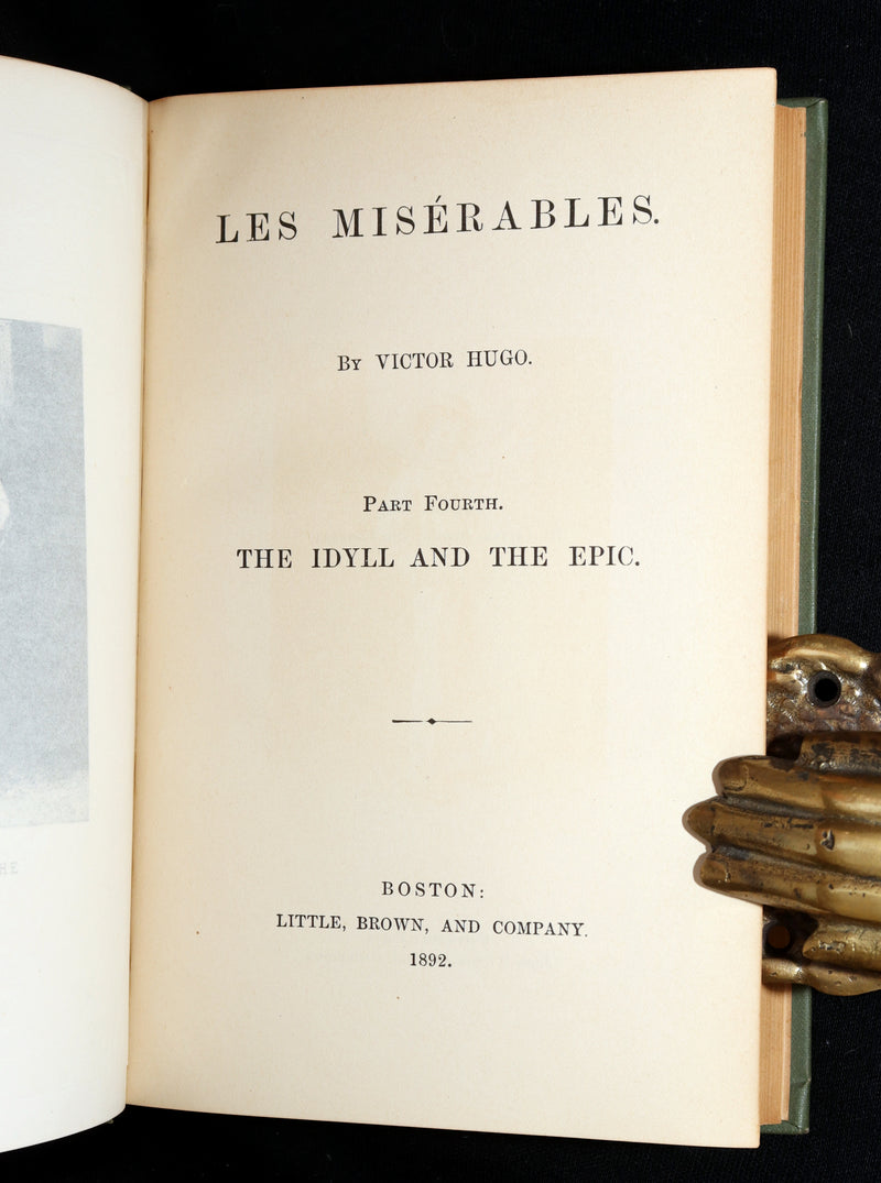 1892 Rare Book Set - Les Miserables by Victor Hugo Complete in Five Volumes