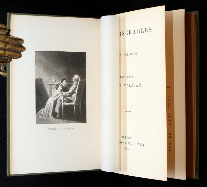 1892 Rare Book Set - Les Miserables by Victor Hugo Complete in Five Volumes
