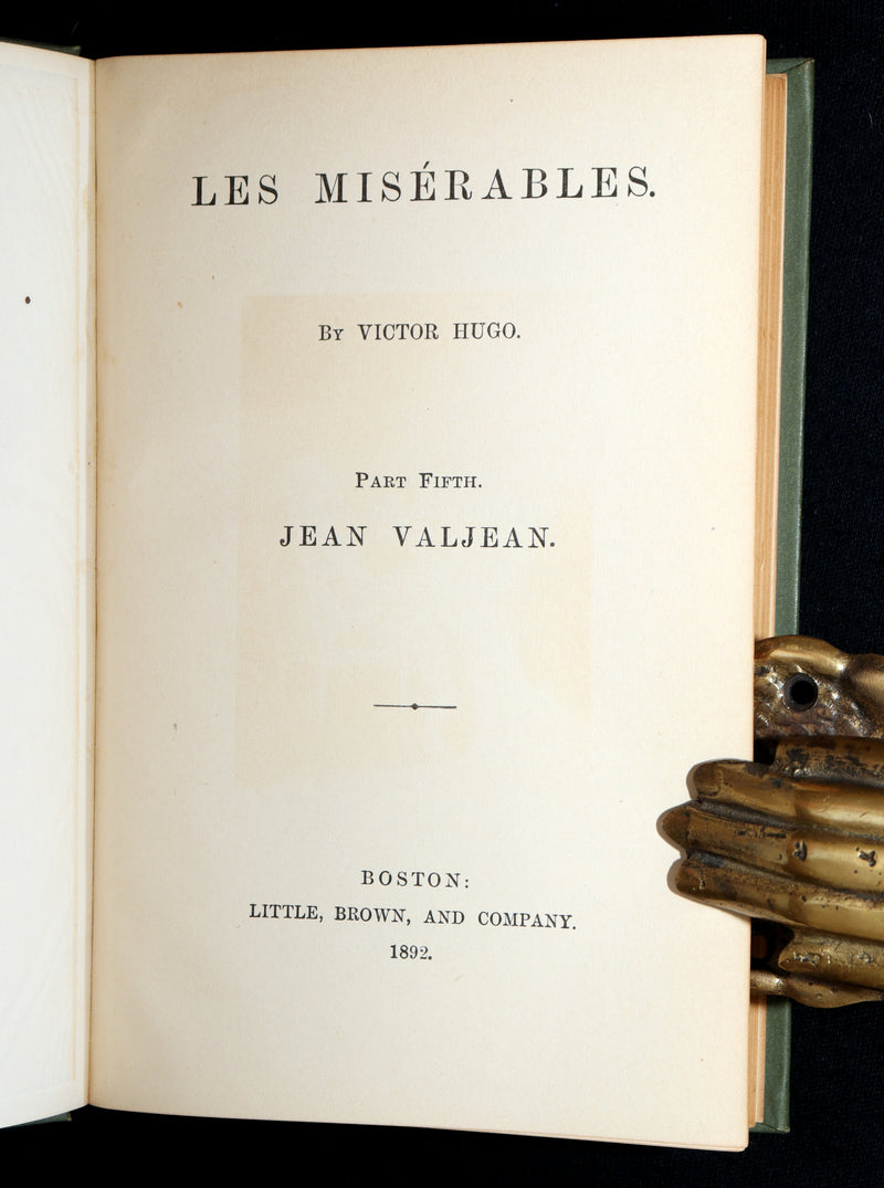 1892 Rare Book Set - Les Miserables by Victor Hugo Complete in Five Volumes
