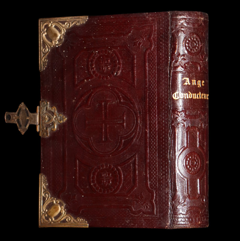 1882 Rare French Book with Clasp - Guiding Angel, Belgian Devotional Manual