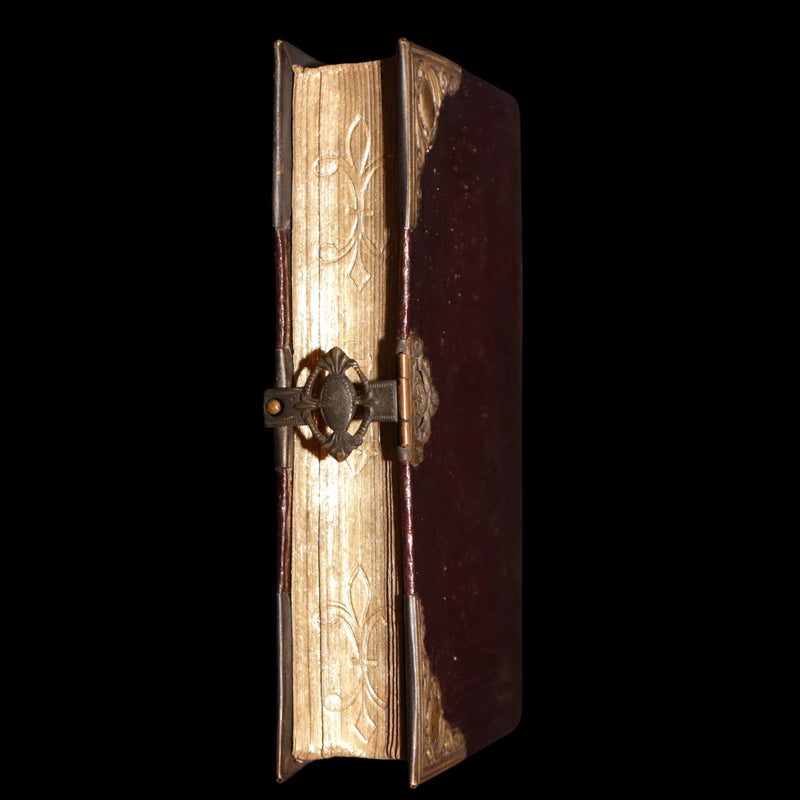 1882 Rare French Book with Clasp - Guiding Angel, Belgian Devotional Manual