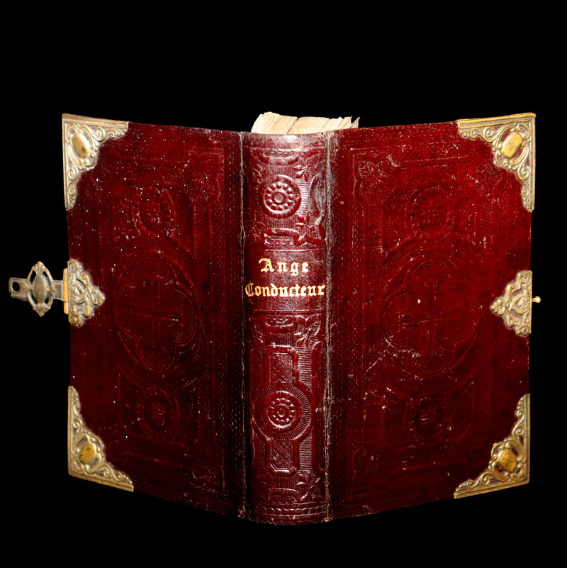1882 Rare French Book with Clasp - Guiding Angel, Belgian Devotional Manual