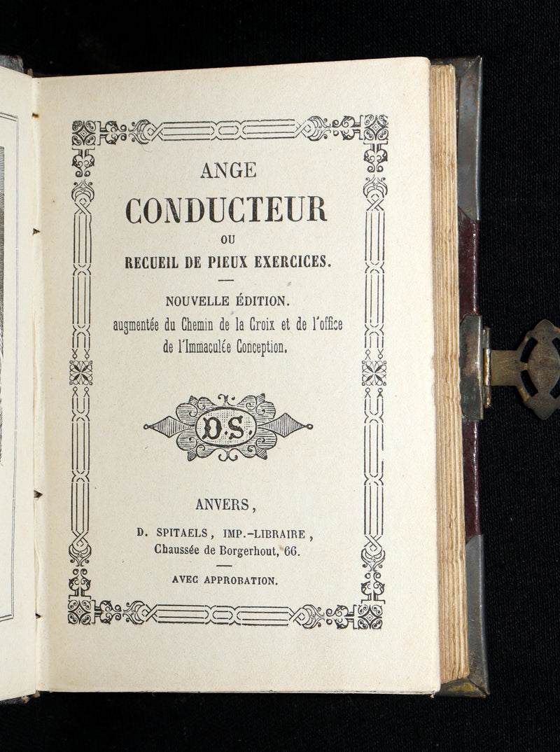 1882 Rare French Book with Clasp - Guiding Angel, Belgian Devotional Manual