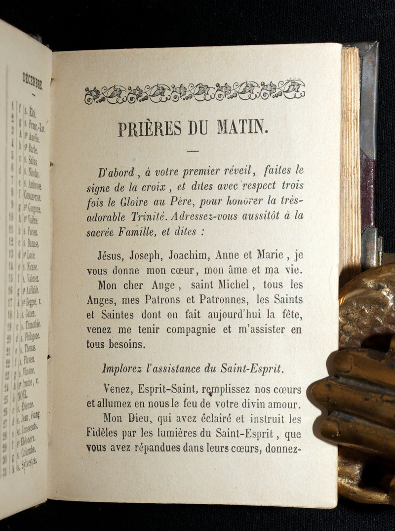 1882 Rare French Book with Clasp - Guiding Angel, Belgian Devotional Manual