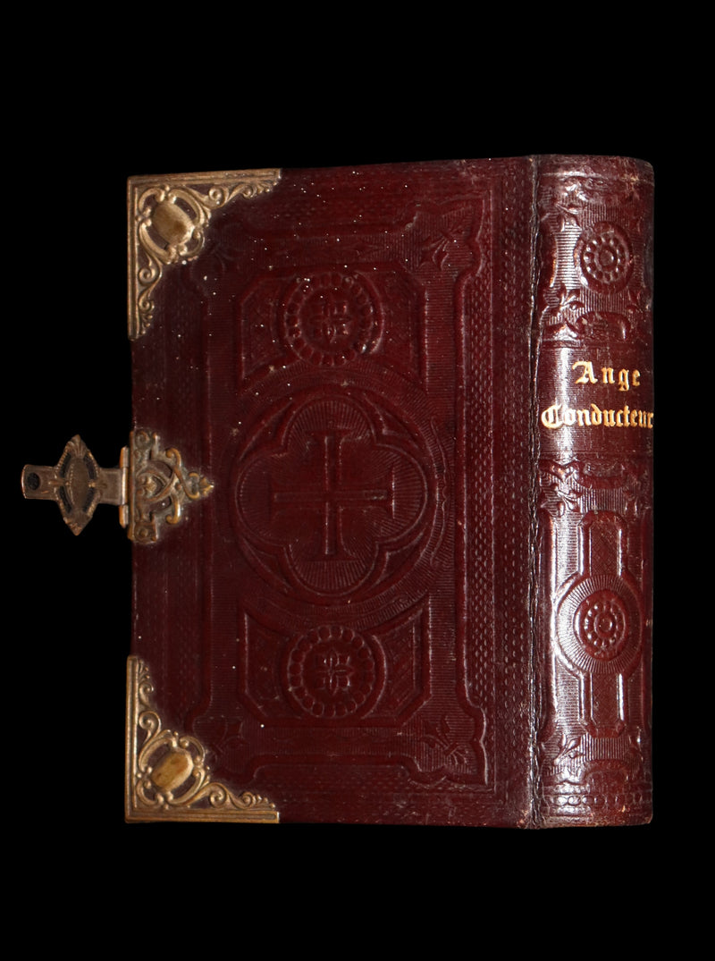 1882 Rare French Book with Clasp - Guiding Angel, Belgian Devotional Manual