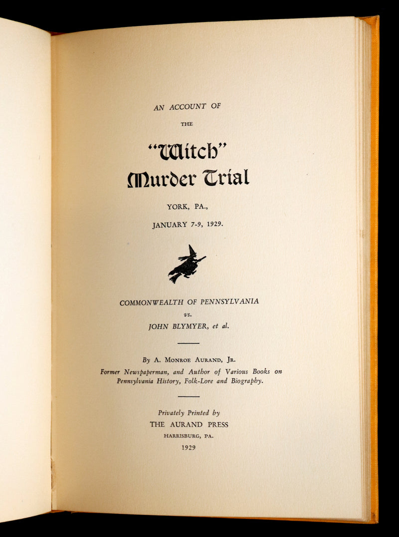 1929 Scarce Limited First Edition - The Pow-Wow and the Witch Murder Trial