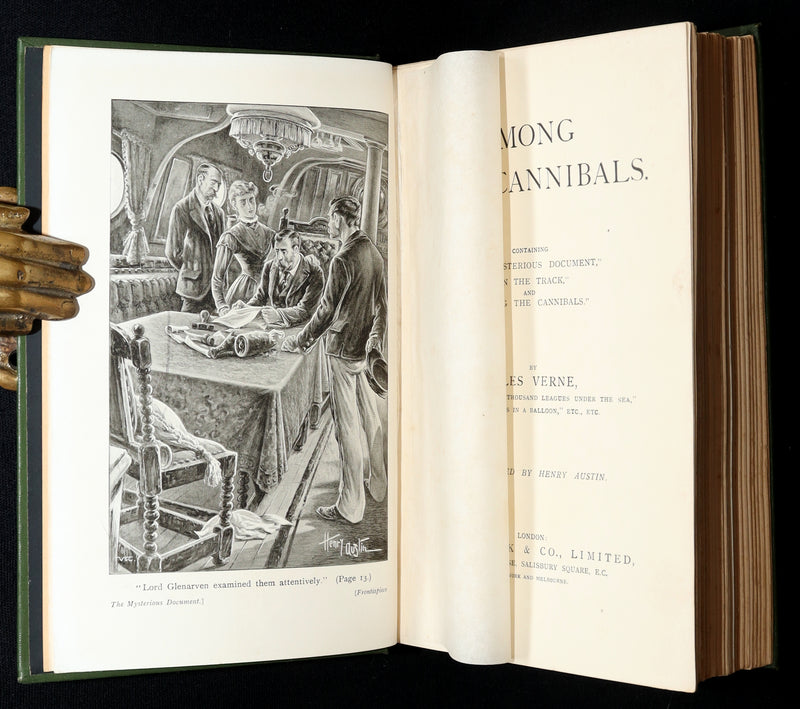 1890 Rare Book - Among the Cannibals and The Mysterious Document by Jules Verne