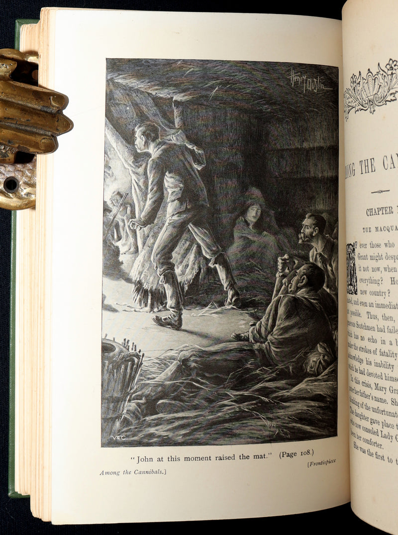 1890 Rare Book - Among the Cannibals and The Mysterious Document by Jules Verne